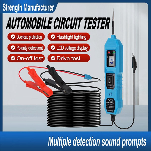 Automotive Circuit Tester Digital Test Elektrisk Spænding Power Test System Probe Bil Spænding Tester Testværktøj BlackBlue