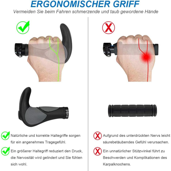 Cykelgrepp Ergonomiska cykelgrepp för alla cyklar - styre grepp för ett perfekt grepp Säkerhets anti-halk cykelgrepp MTB grepp