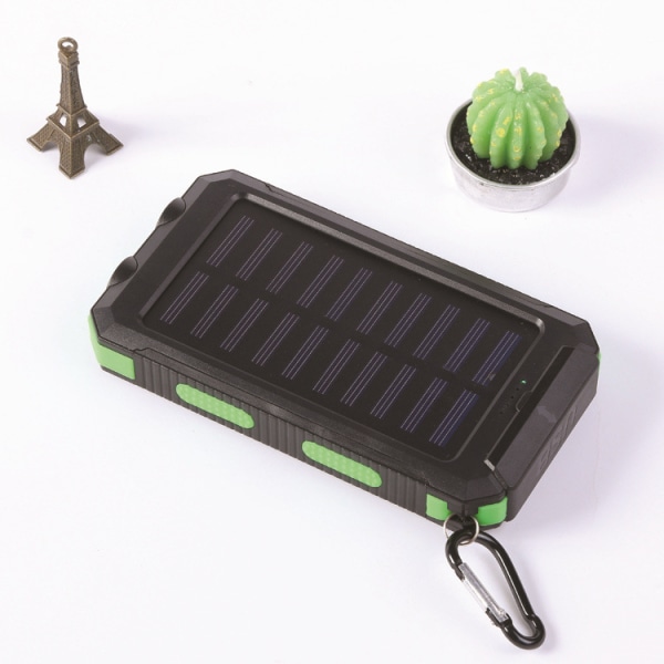 Power Bank Solar Laddare: 10000mAh Power Bank med Solpanel 3A Snabbladdning USB C Mobiltelefonladdare LED-ficklampa för surfplattor（grön）