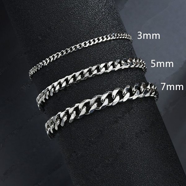 7mm Ny Trendy Kubansk Kæde Mænd Armbånd Klassisk Rustfrit Stål Bredde Kæde Armbånd Til Mænd Kvinder Smykker Gave