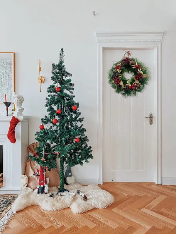 Julkrans dekoration för dörr, ytterdörr, bord