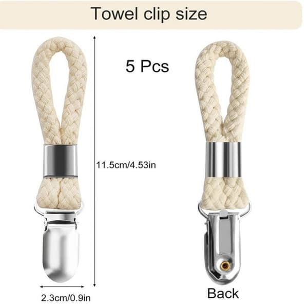 (NY) 4-pack handduksklämmor och handdukshängare BEIGE
