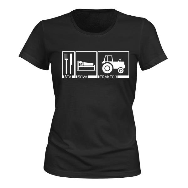 Eat Sleep Tractor - T-SHIRT - DAME sort XL