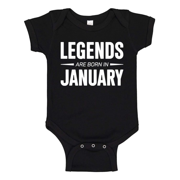 Legends Are Born In January - Baby Body svart Svart - 24 månader