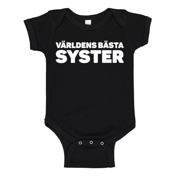 Världens Bästa Syster - Baby Body svart Svart - 12 månader