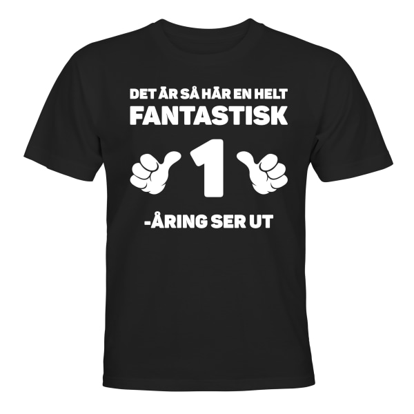 Fantastisk 1 års fødselsdag - T-SHIRT - BØRN sort Svart - 106 / 116