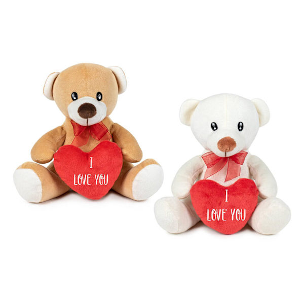 I Love You Heart Bear plush toy assorted 19cm Brun 61c1 Brun