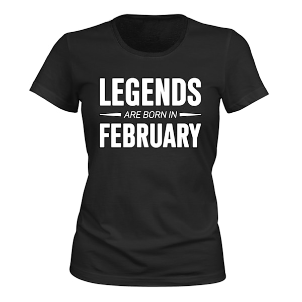 Legender er født i februar - T-SHIRT - DAME sort XXL