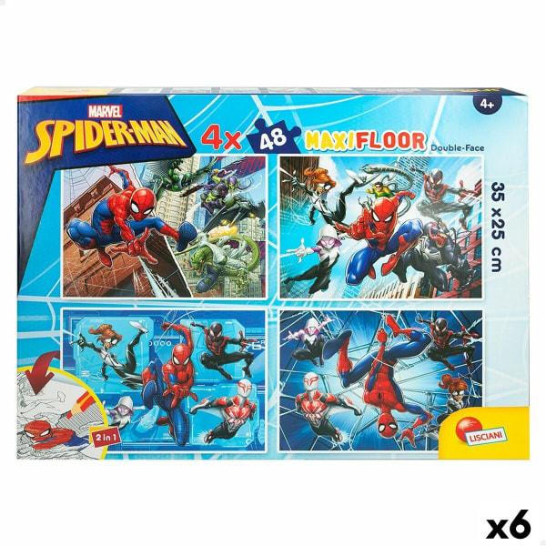 Barnepuslespill Spider-Man Dobbeltsidig 4-i-1 48 deler 35 x 1,5 x 25 cm (6 tall)