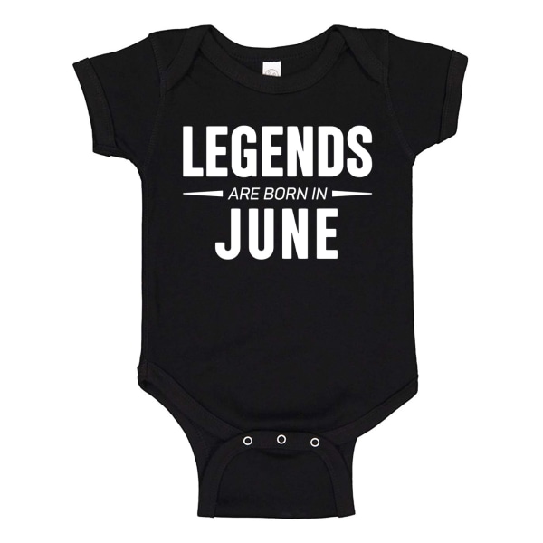 Legends Are Born In June - Baby Body svart Svart - 6 månader
