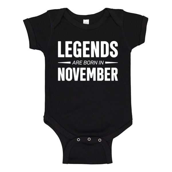 Legends Are Born In November - Baby Body svart Svart - 6 månader