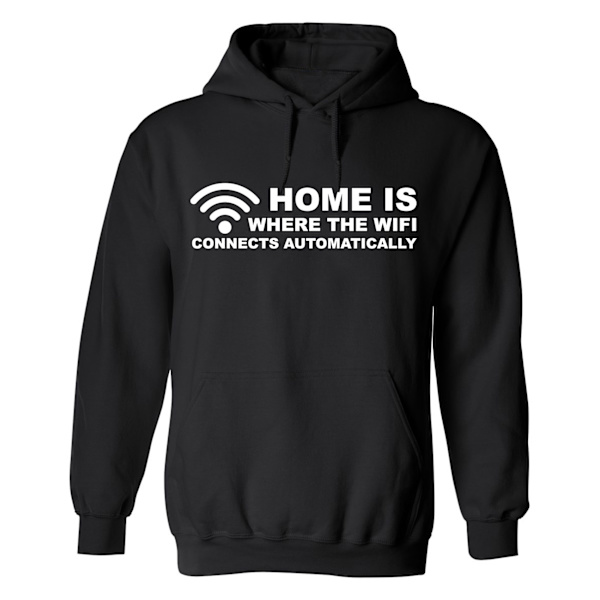 Hvor Wifi forbindes automatisk - Hættetrøje / Sweater - UNISEX Svart - 4XL