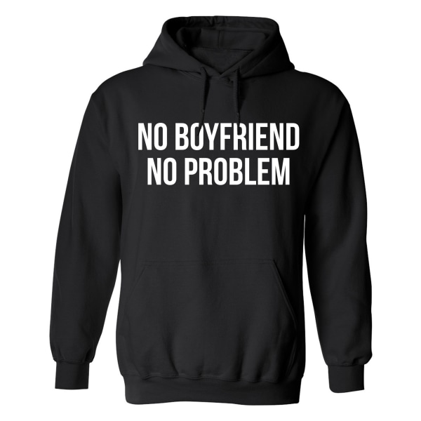 No Boyfriend No Problem - Hoodie / Tröja - DAM Svart - 5XL