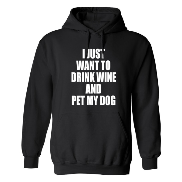 Drink Wine and Pet My Dog - Huppari / villapaita - UNISEX Svart - XL