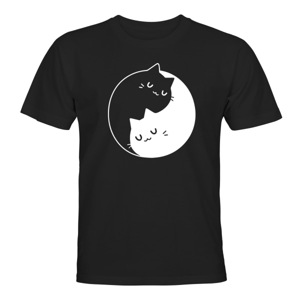 Cat Yin Yang - T-SHIRT - HERRE Svart - L