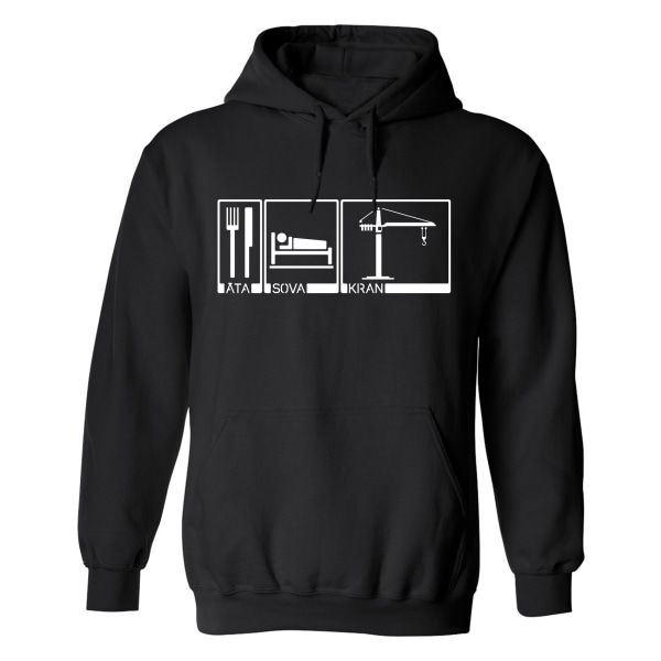 Äta Sova Kran - Hoodie / Tröja - UNISEX Svart - 3XL