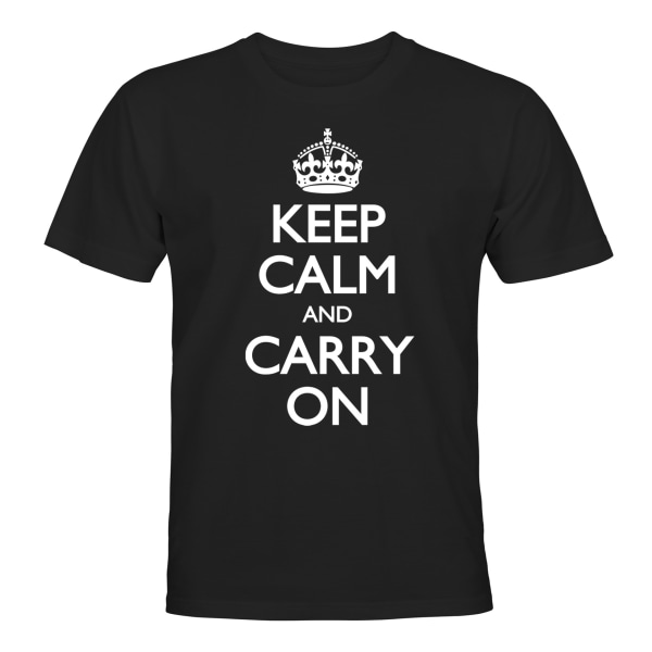 Keep Calm And Carry On - T-SHIRT - UNISEX Svart - XL