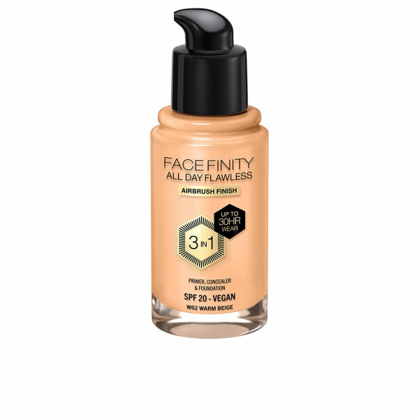 Foundation cream Max Factor Face Finity All Day Flawless 3 i 1 Spf 20 Nº W62 Varm beige 30 ml