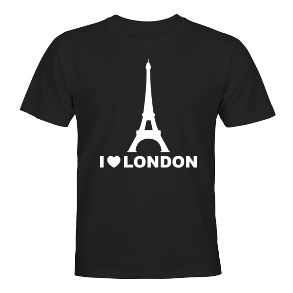 Eifel Tower I Love London - T-SHIRT - UNISEX Svart - 2XL