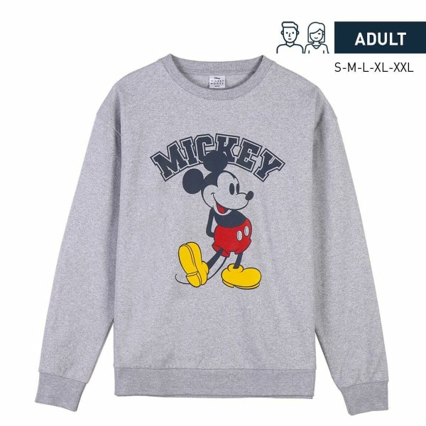 Sweatshirt uden hætte Unisex Mickey Mouse Grå XL