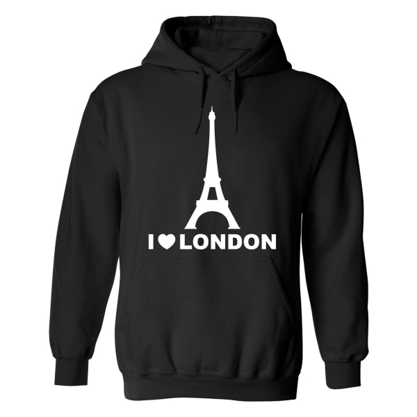 Eifel Tower I Love London - Hoodie / Tröja - DAM Svart - 3XL
