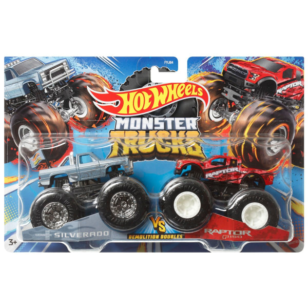 Hot Wheels Monster Trucks 1:64 Demolition Doubles Silverado vs Raptor