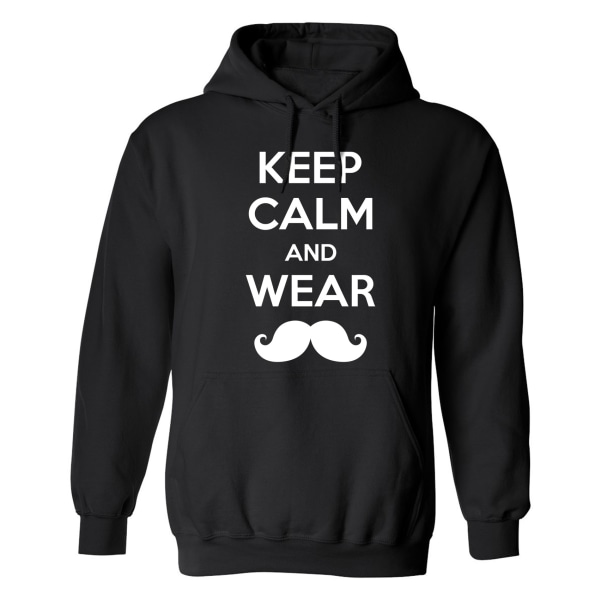 Keep Calm Wear Mustache - Hættetrøje / Sweater - UNISEX Svart - 5XL