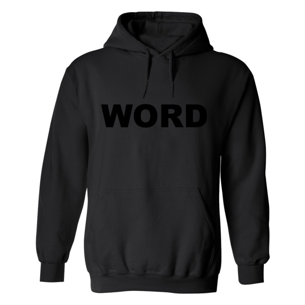 Black on black - WORD - Hoodie / Tröja - UNISEX Svart - L