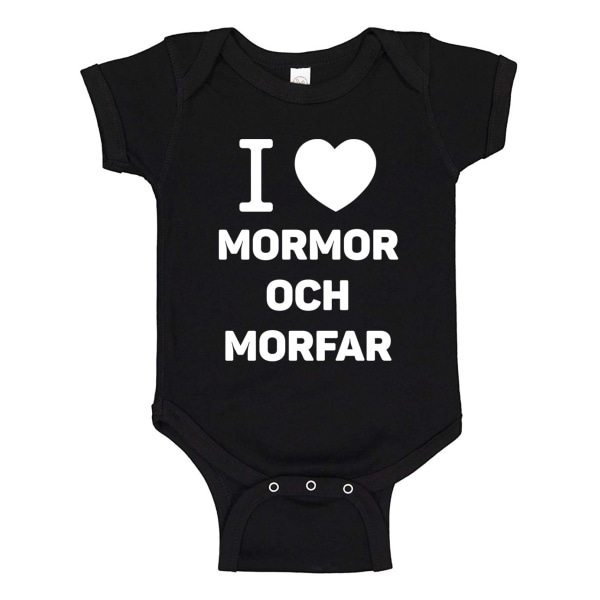 Jag Älskar Mormor och Morfar - Baby Body svart Svart - 12 månader
