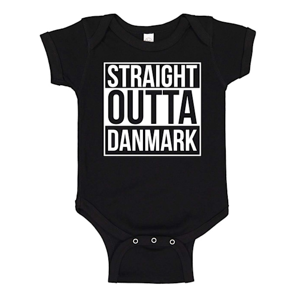 Straight Outta Denmark - Baby Body sort Svart - 6 månader