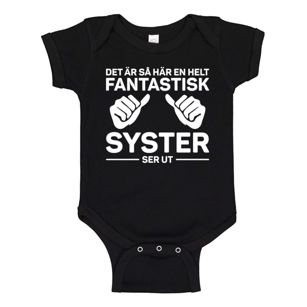Fantastic Sister - Baby Body musta Svart - 24 månader