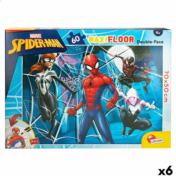 Barnepuslespill Spider-Man Dobbeltsidig 60 deler 70 x 1,5 x 50 cm (6 deler)