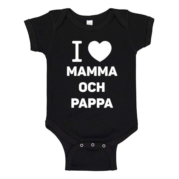 Jag Älskar Mamma och Pappa - Baby Body svart Svart - 6 månader