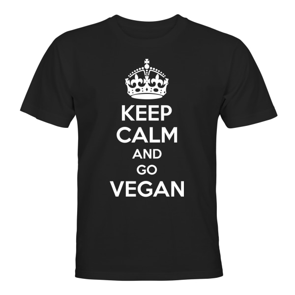 Keep Calm Go Vegan - T-SHIRT - HERR Svart - S