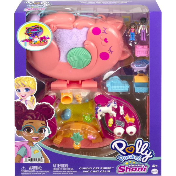 Polly Pocket Starring Shani Cuddly Cat Purse Compact