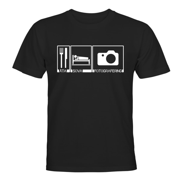 Äta Sova Fotografering - T-SHIRT - UNISEX Svart - XL