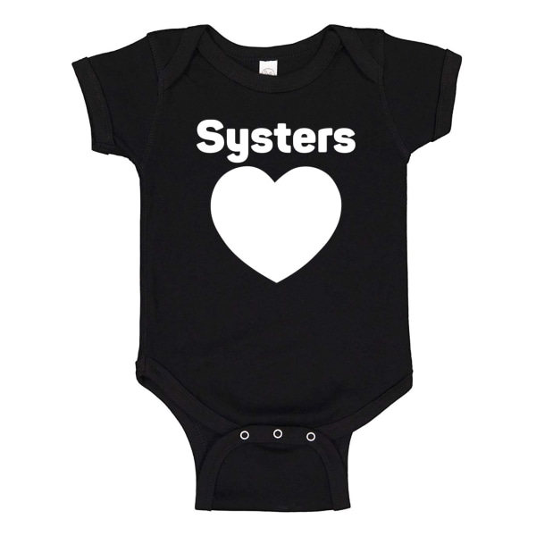 Systers Hjärta - Baby Body svart Svart - 12 månader