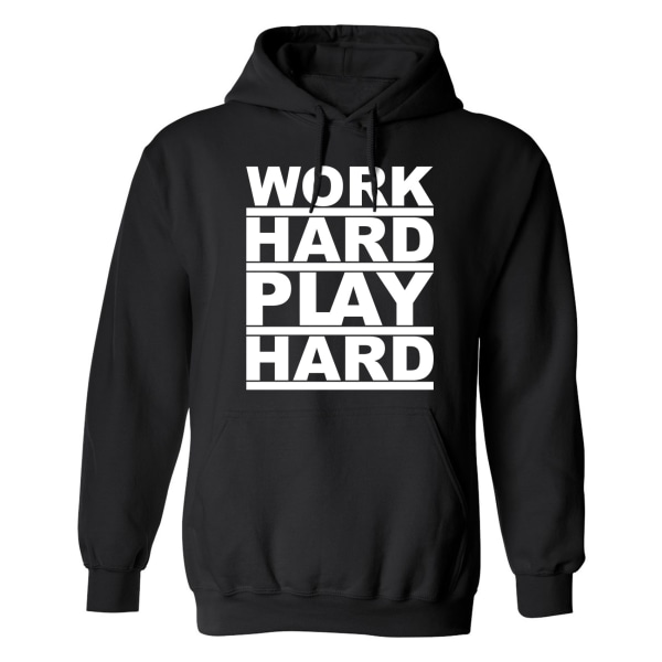 Work Hard Play Hard - Hoodie / Tröja - UNISEX Svart - L