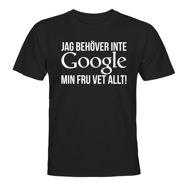 Jeg trenger ikke Google - T-SHIRT - HERRE Svart - 4XL