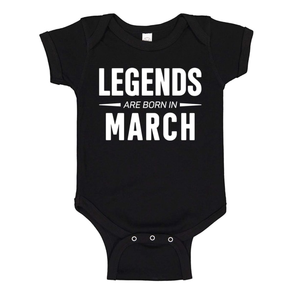 Legends Are Born In March - Baby Body musta Svart - 18 månader