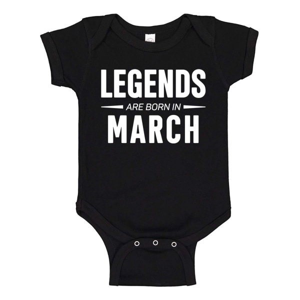 Legends Are Born In March - Baby Body svart Svart - 12 månader
