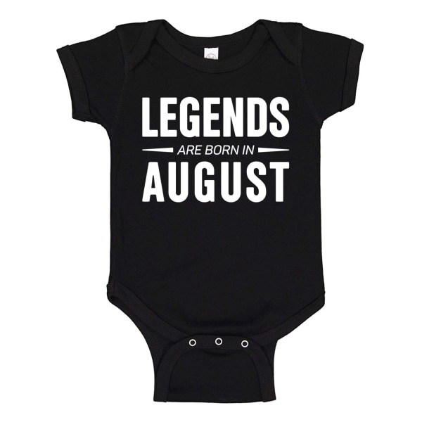 Legends Are Born In August - Baby Body sort Svart - 6 månader
