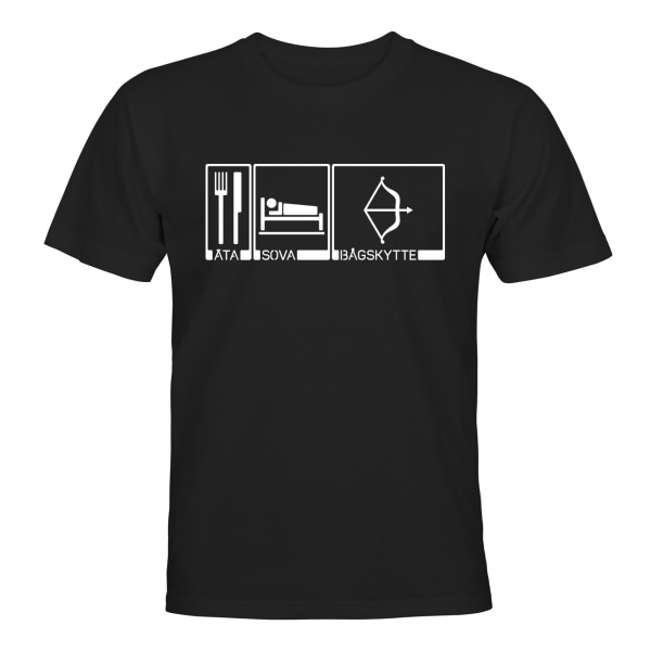 Eat Sleep Bueskydning - T-SHIRT - MÆND Svart - 5XL