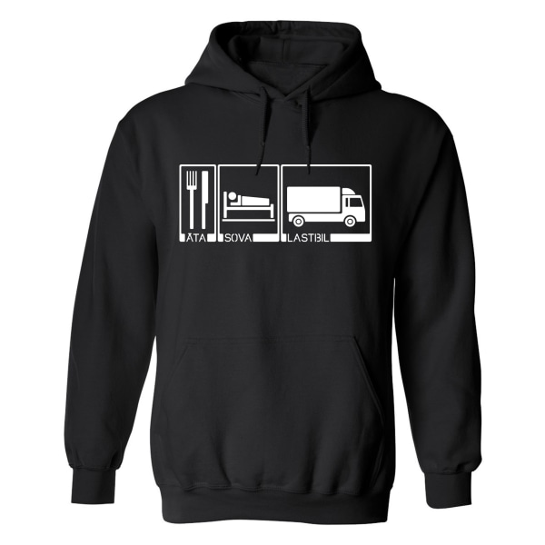 Äta Sova Lastbil - Hoodie / Tröja - UNISEX Svart - L