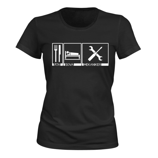 Eat Sleep Mechanic - T-SHIRT - DAME sort XL