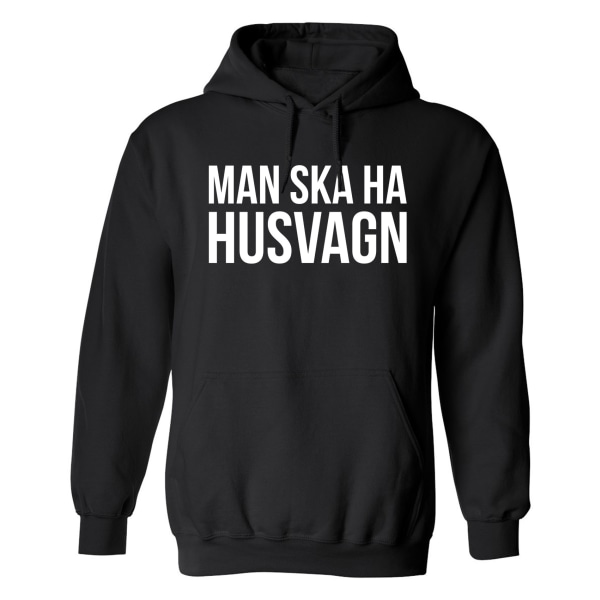 Man Ska Ha Husvagn - Hoodie / Tröja - HERR Svart - 3XL