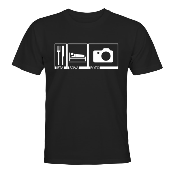 Äta Sova Foto - T-SHIRT - UNISEX Svart - 5XL