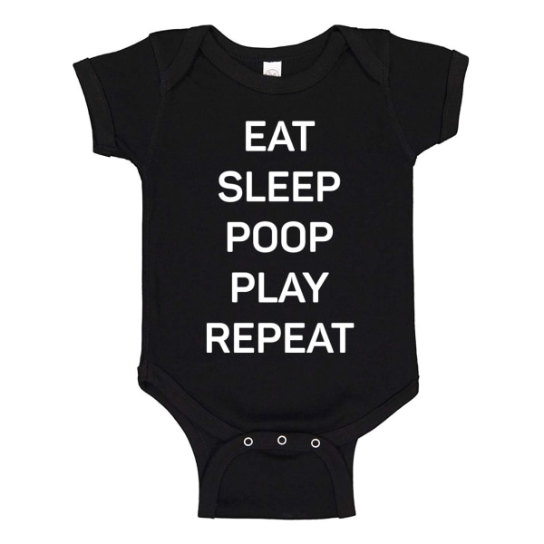 Eat Sleep Poop Play Repeat - Baby Body svart Svart - 12 månader