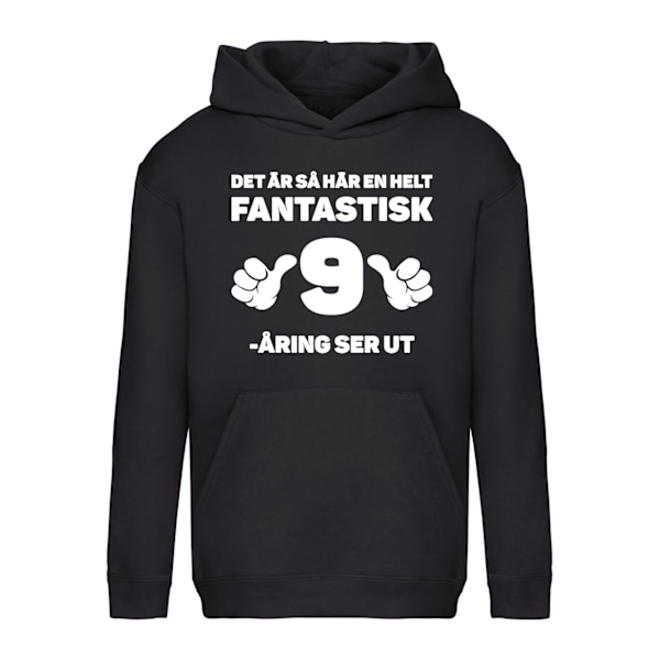Fantastisk 9-års fødselsdag - Hættetrøje / sweater - BØRN sort Svart - 116