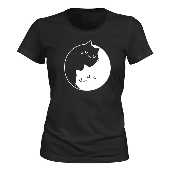 Cat Yin Yang - T-SHIRT - DAME sort S